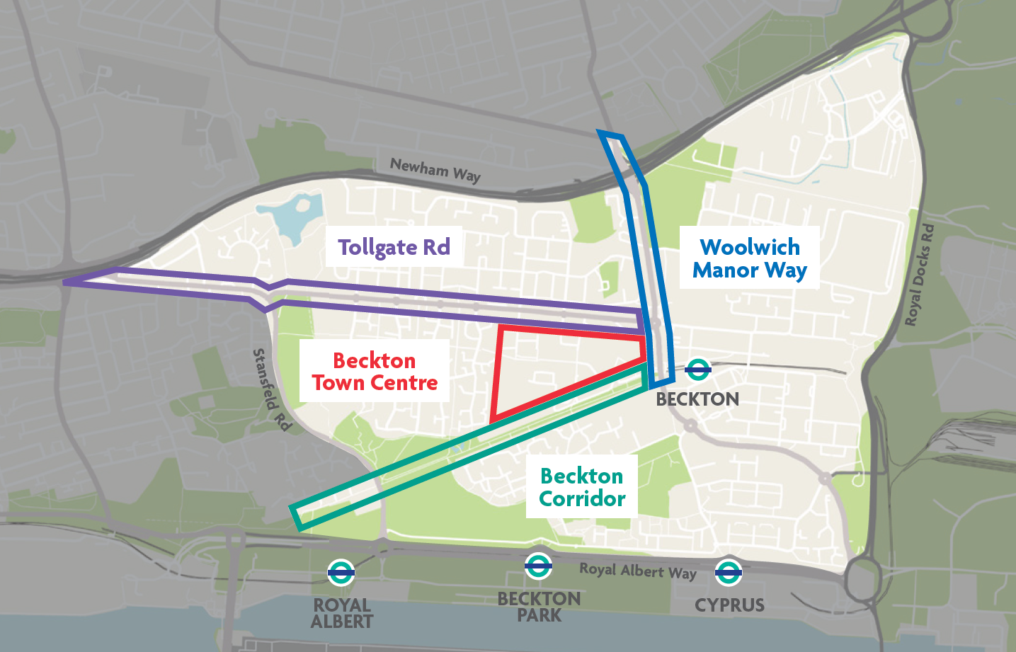 Beckton Walking and Cycling -Project area map