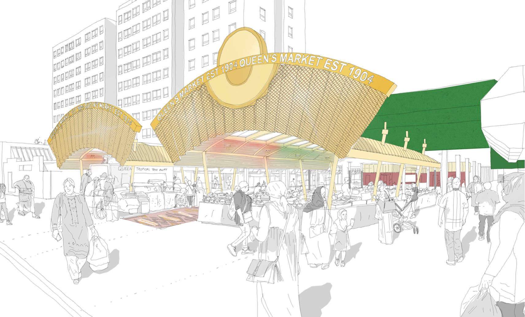 Green street - queens market illustration